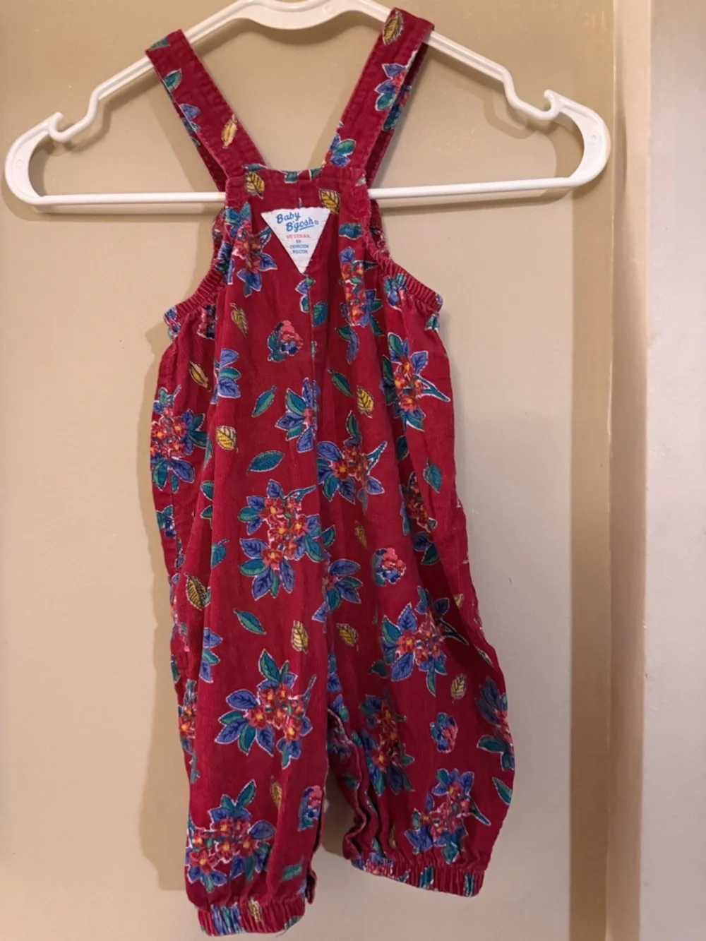 Vintage oshkosh Floral Red Corduroy Overalls for Kids